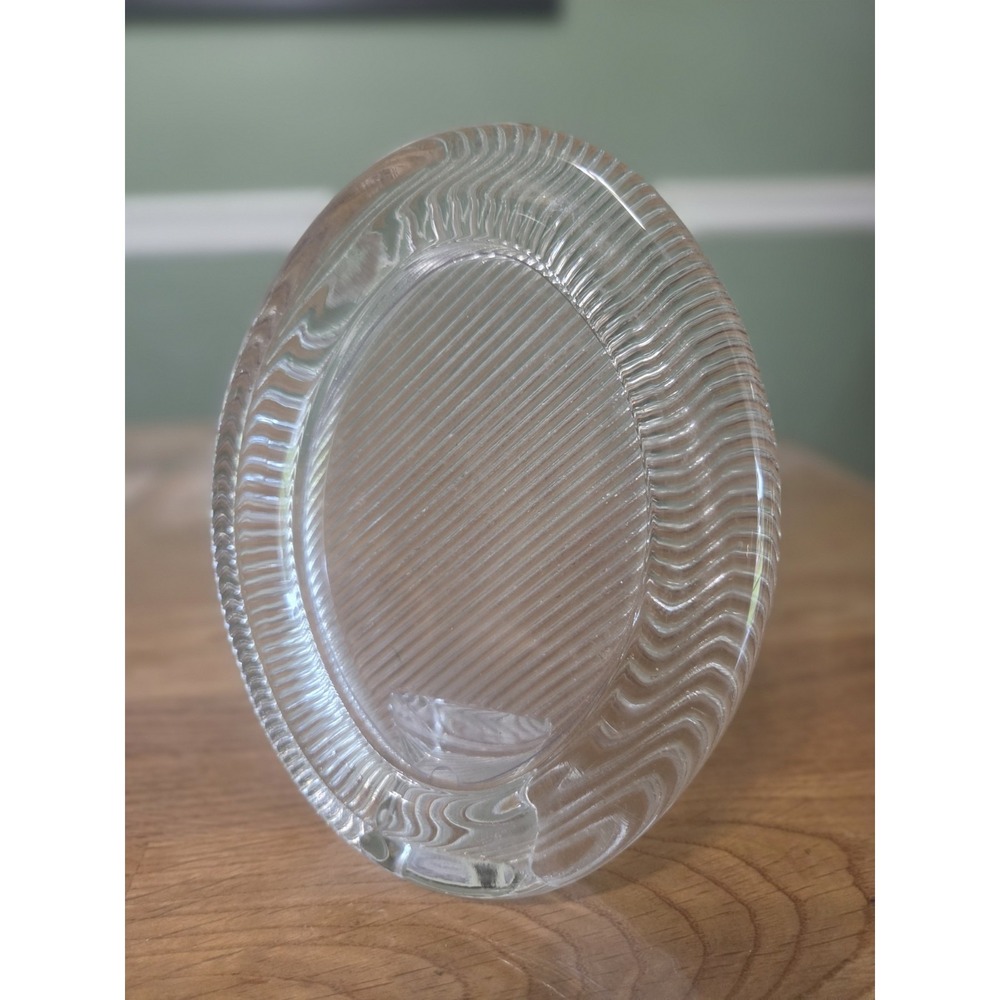 Mikasa Ribbed Crystal Oval Picture Frame Polished Portraits 6.25 X 4.75